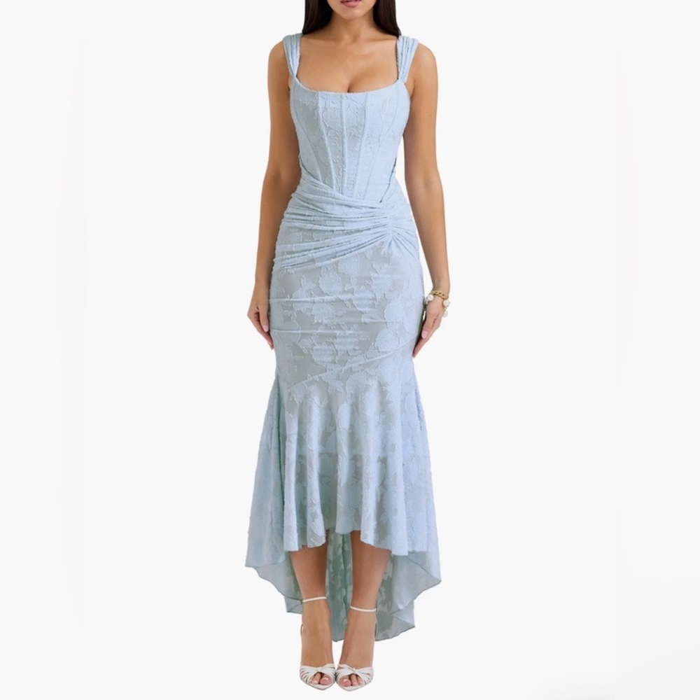 HOUSE OF CB - Cesca Floral Ruched High-Low Corset Dress